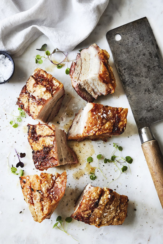 Cooking with Salt. Pork Belly in Brine with Crispy Crackling. Recipes, foodstyling, styling & photography by Manja Wachsmuth