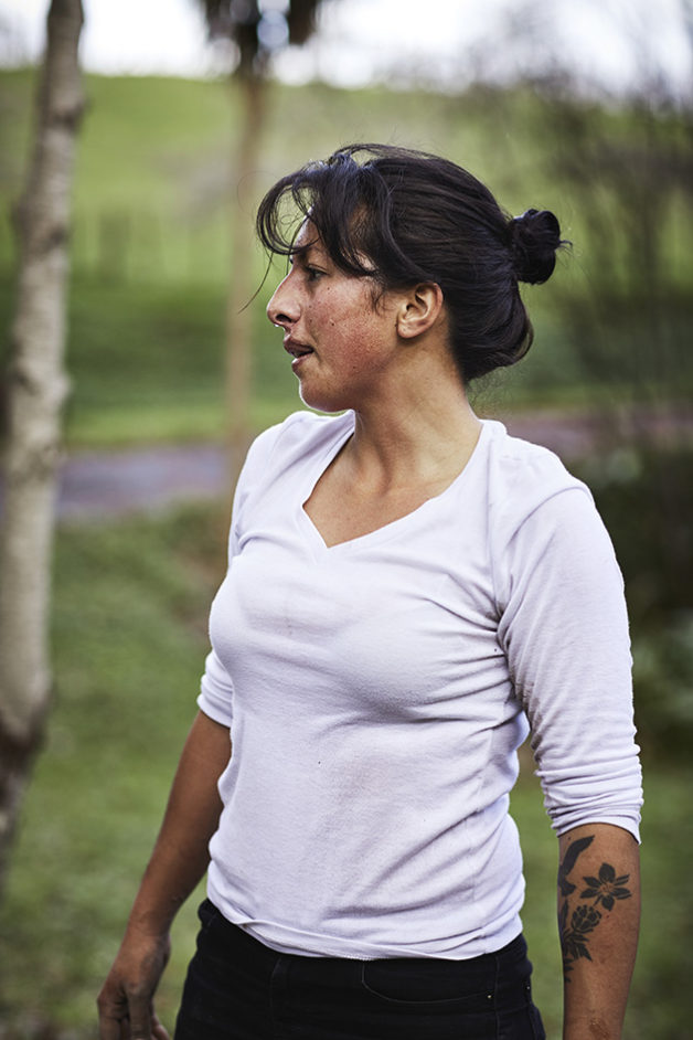 Moique Fiso taking a quick breather, whilst digging the pit for her Hangi at Hiakai pop up dinner by Monique Fiso.